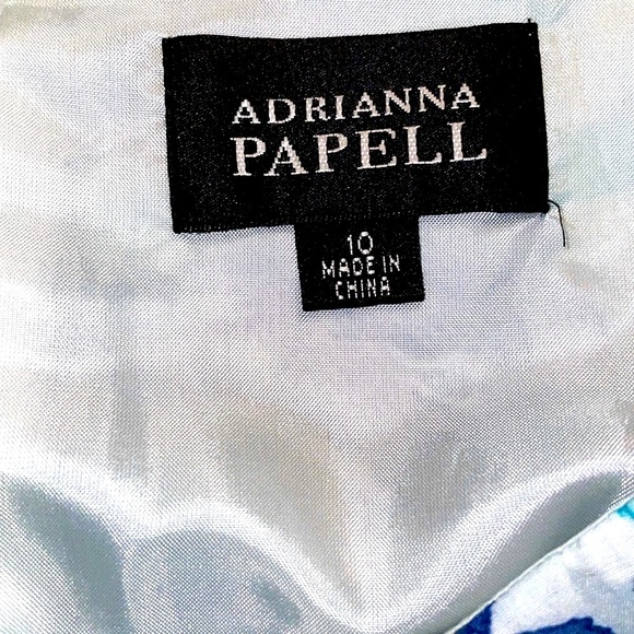 Women’s ADRIANNA PAPEL Rayon & Nylon Blue Sleeveless Sweetheart Midi Dress Sz 10 - Picture 11 of 12